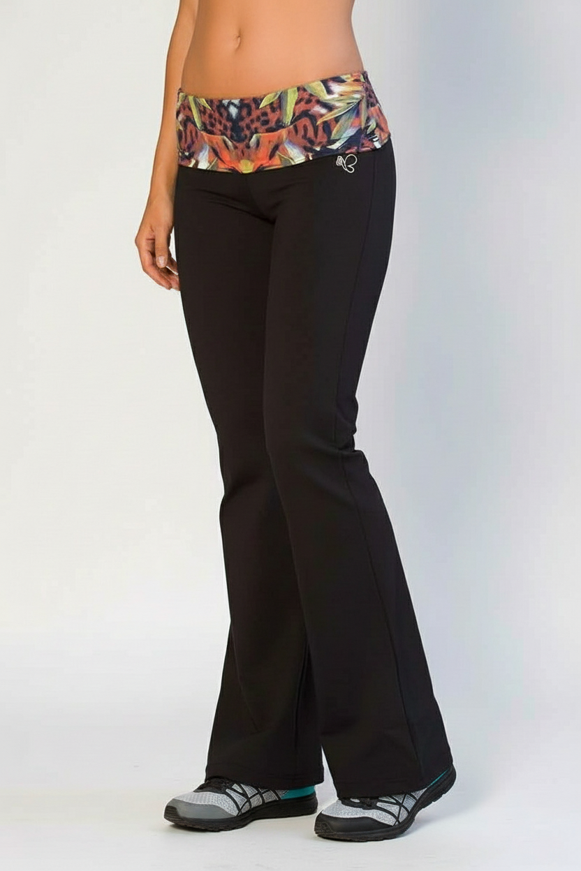 Body Brazil Black Hidden Tiger Fold Over Pants (Reg& Tall)