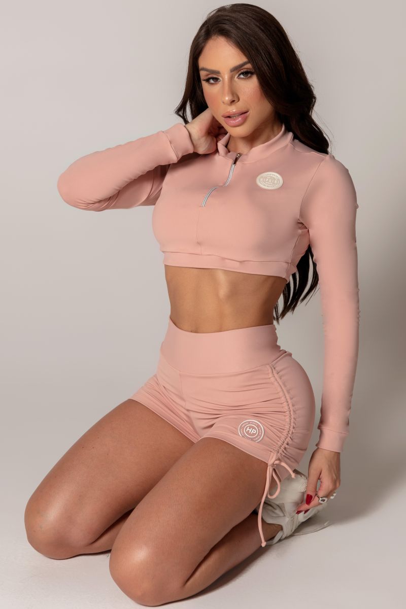 ballet pink side tie scrunch booty shorts