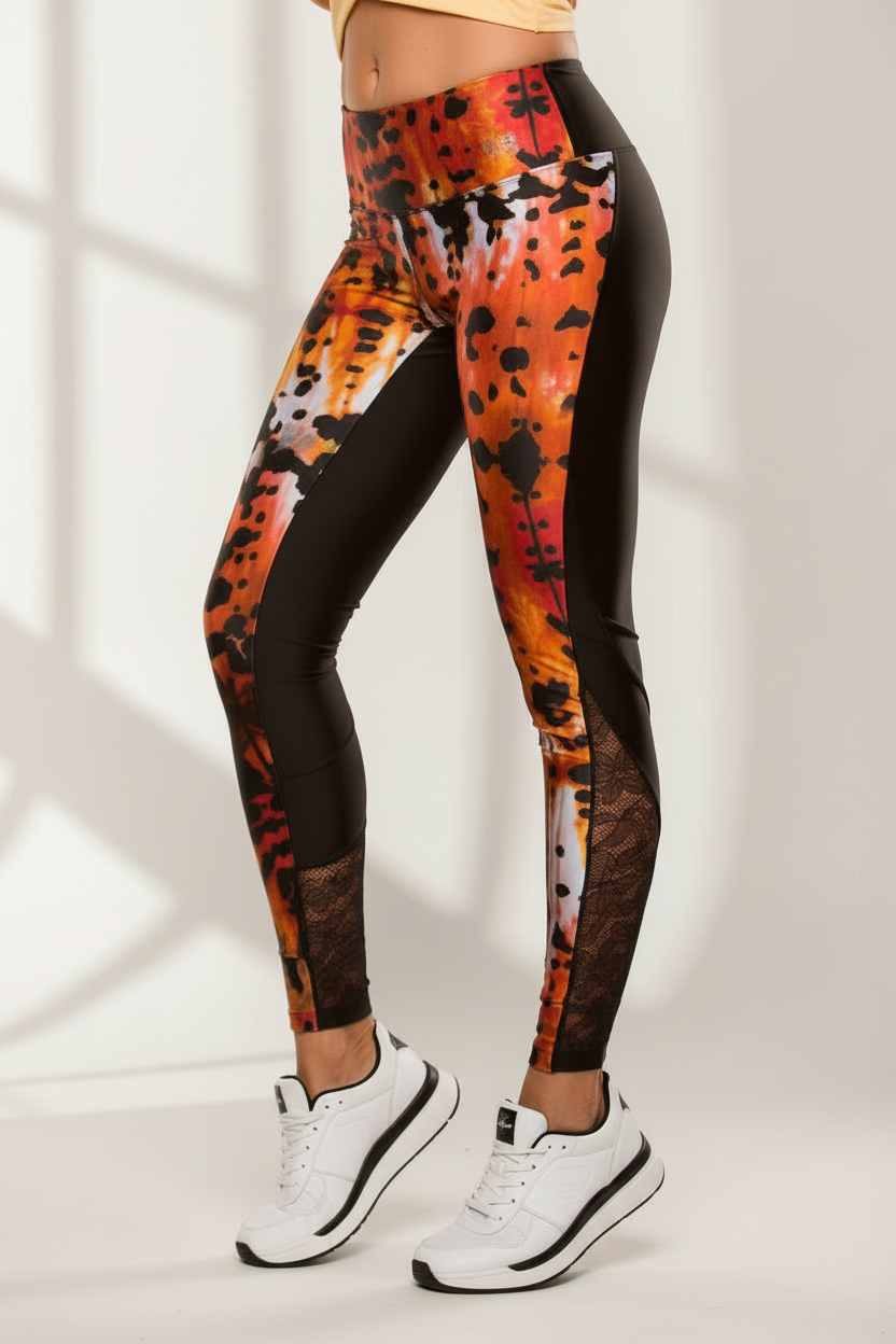 Alto Giro Lacy Art Leopard Legging