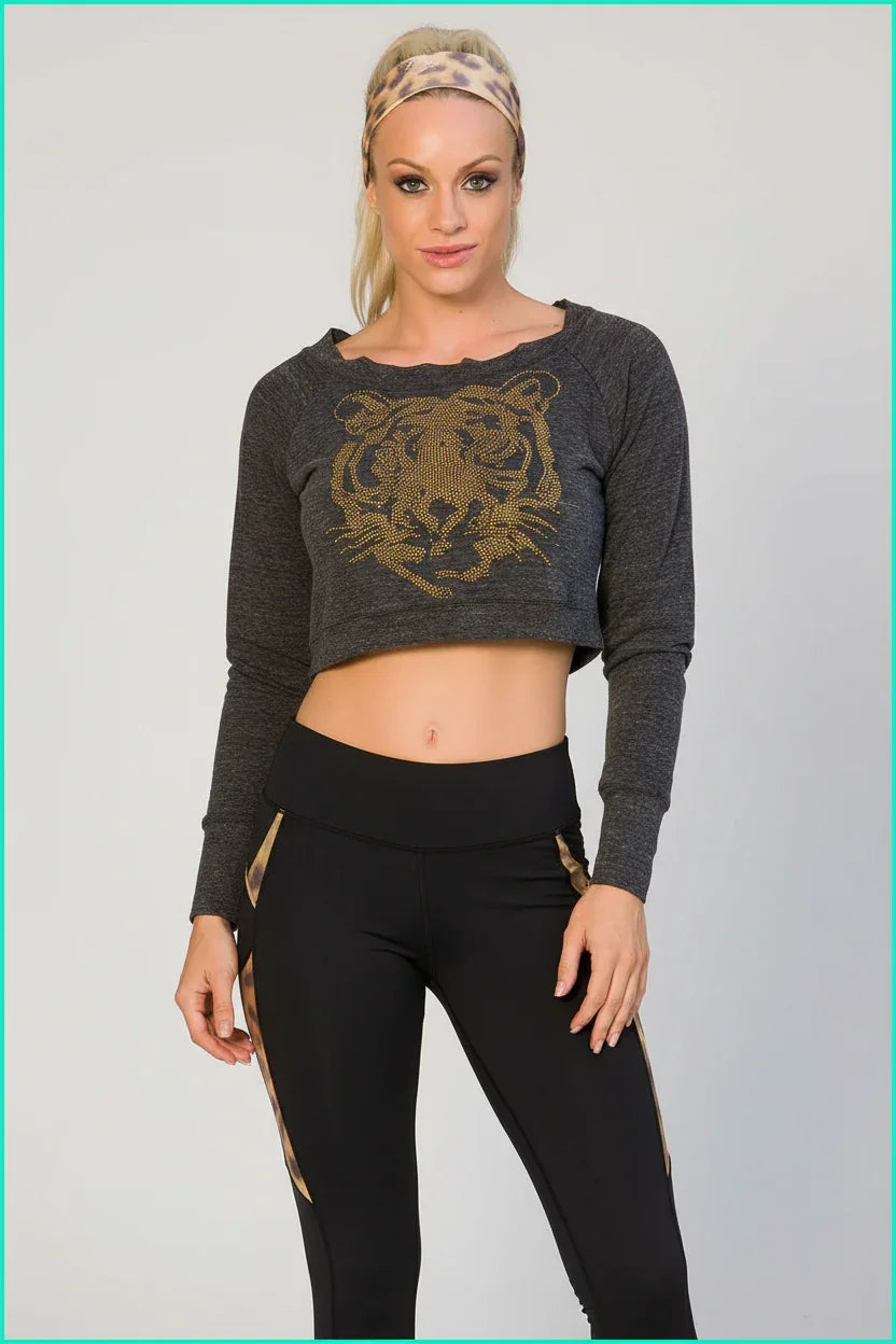 Alto Giro Studded Tiger Cropped Top