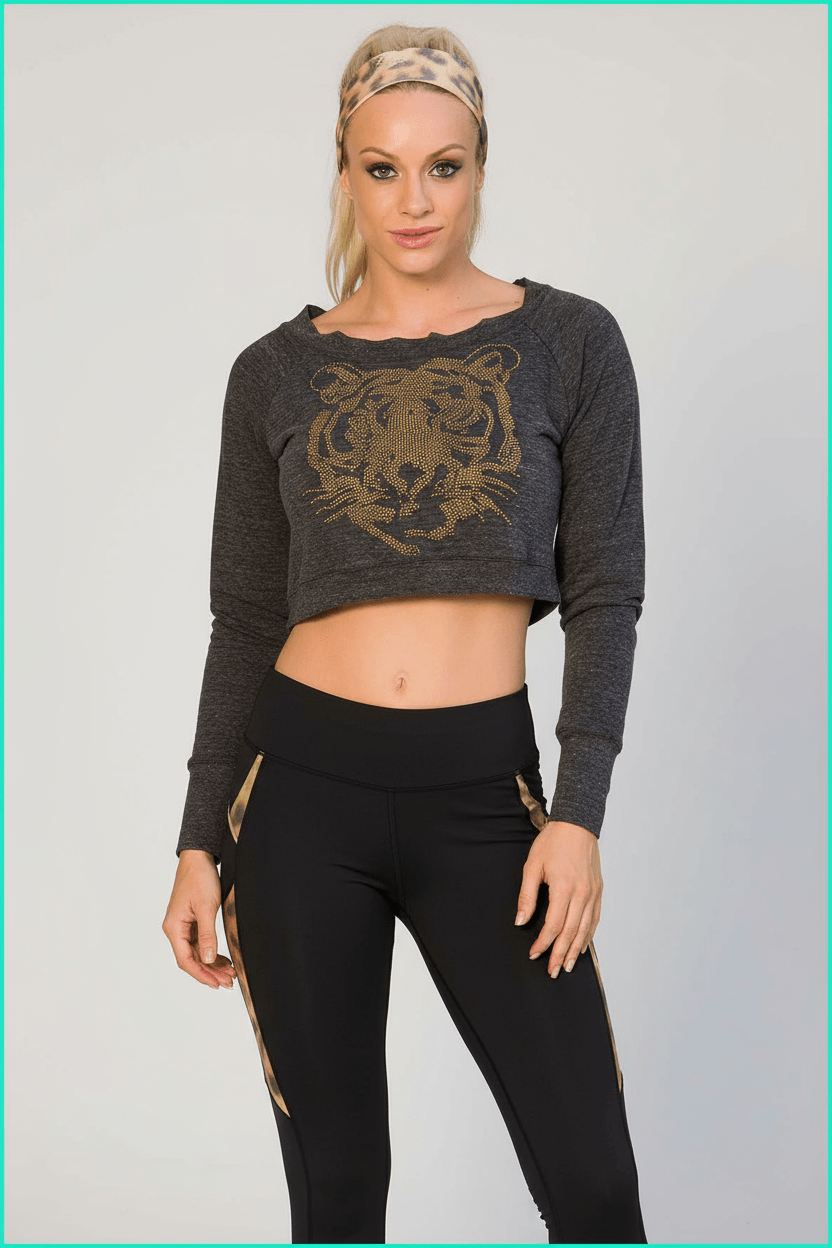 Alto Giro Studded Tiger Cropped Top