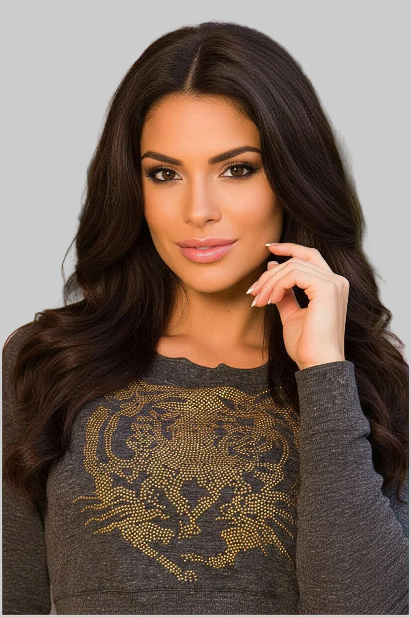 Alto Giro Studded Tiger Cropped Top