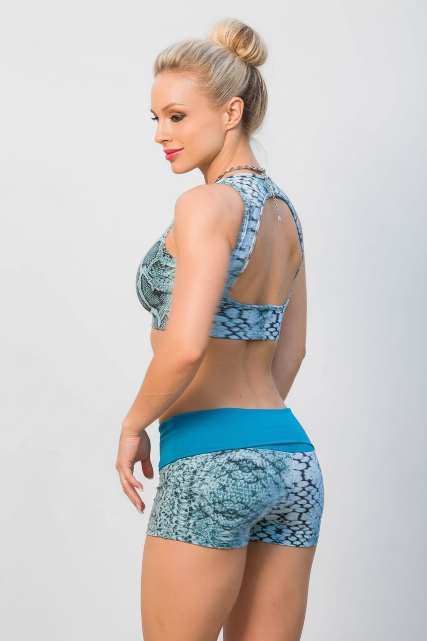 Body Brazil Teal Printed Python Shorts