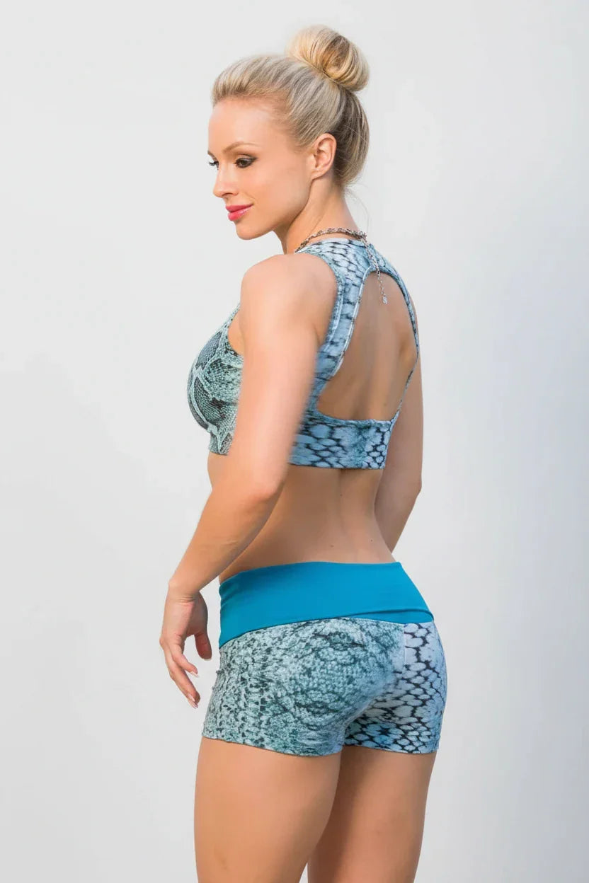 Body Brazil Teal Printed Python Shorts