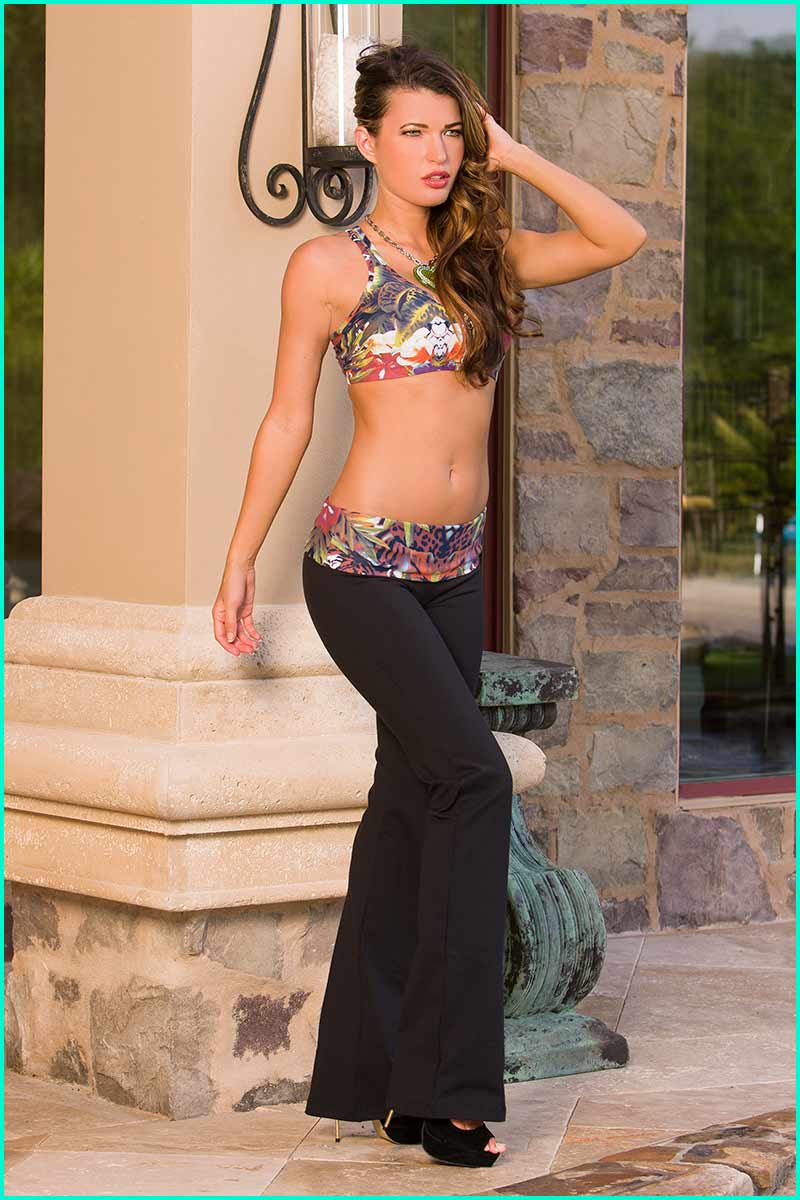 Body Brazil Black Hidden Tiger Fold Over Pants (Reg& Tall)