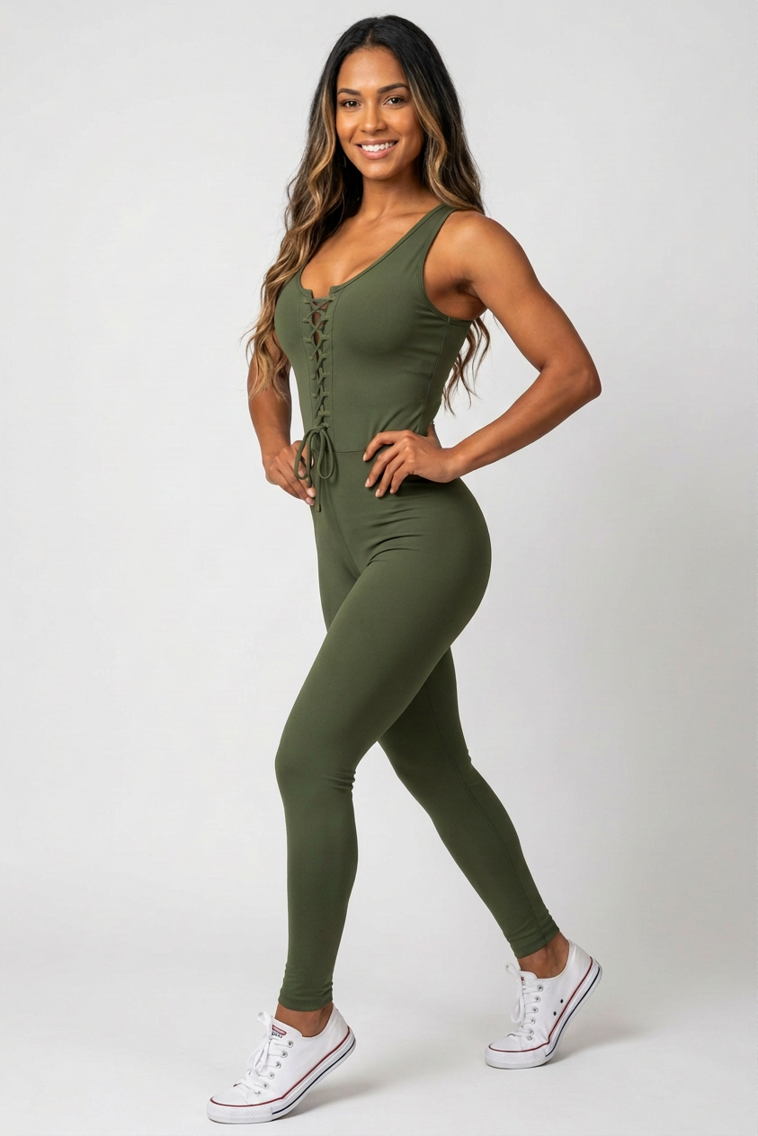 Body Brazil Army Green Lacing Jumpsuit