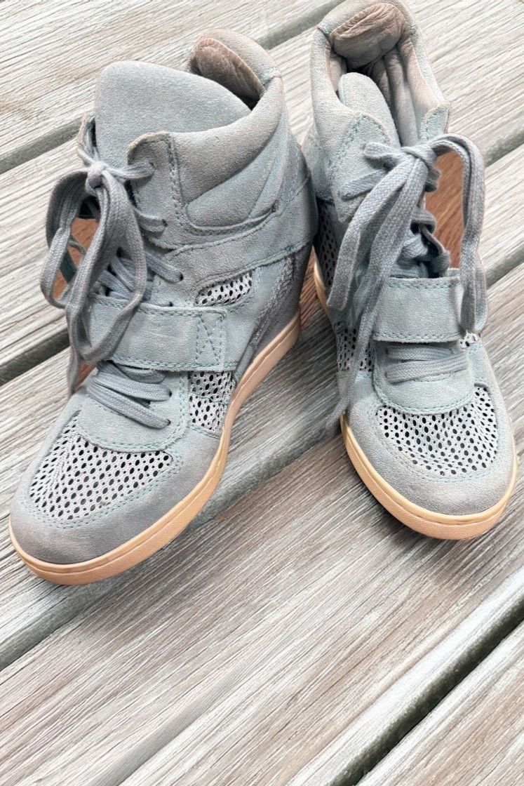 SAMPLE SALE Ash Blue Suede Lace Up High Wedge Sneakers [size 7.5-8]