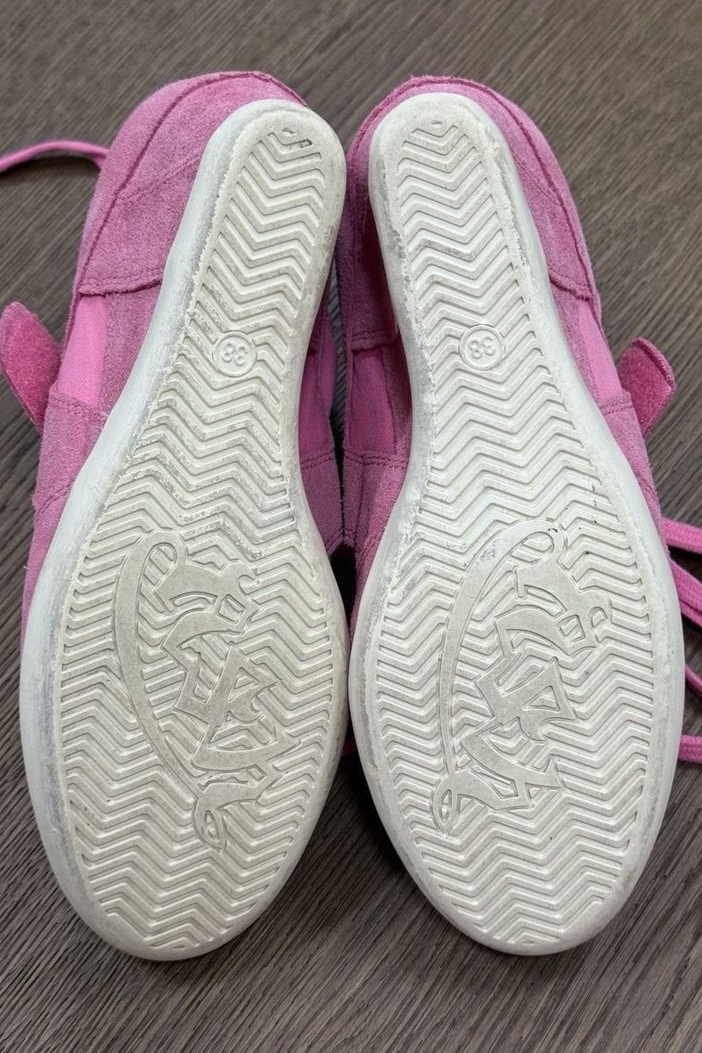 SAMPLE SALE Ash Pink Suede Lace Up High Wedge Sneakers [size 7.5-8]