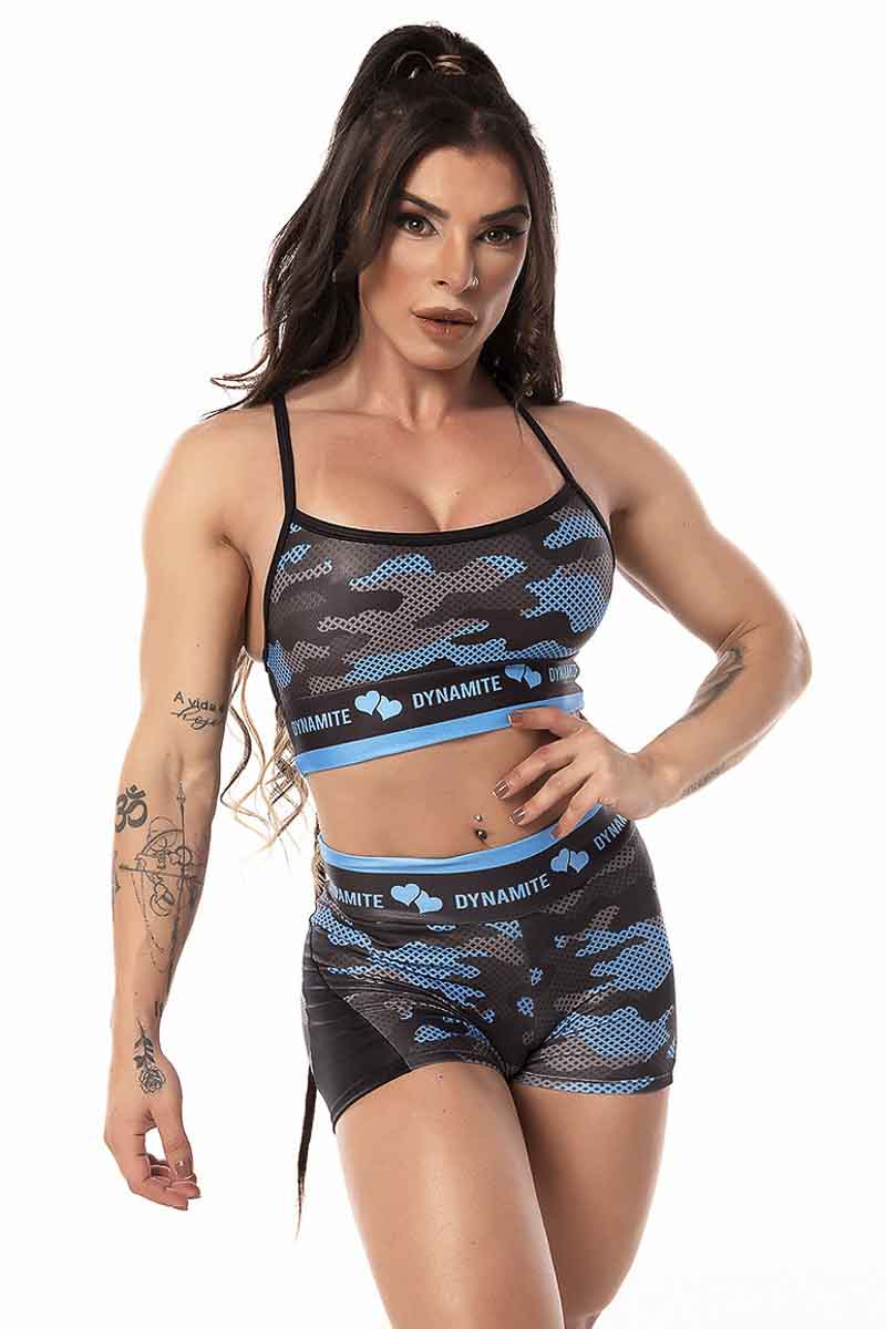 Dynamite Blue Camo Bra