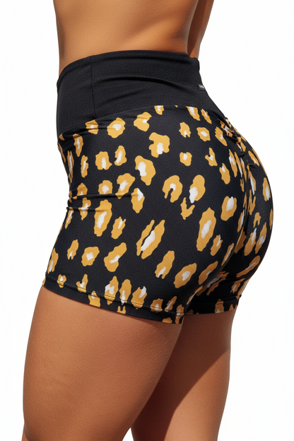 Canoan Gold Leopard Scrunch Shorts