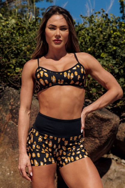 Canoan Gold Leopard Scrunch Shorts