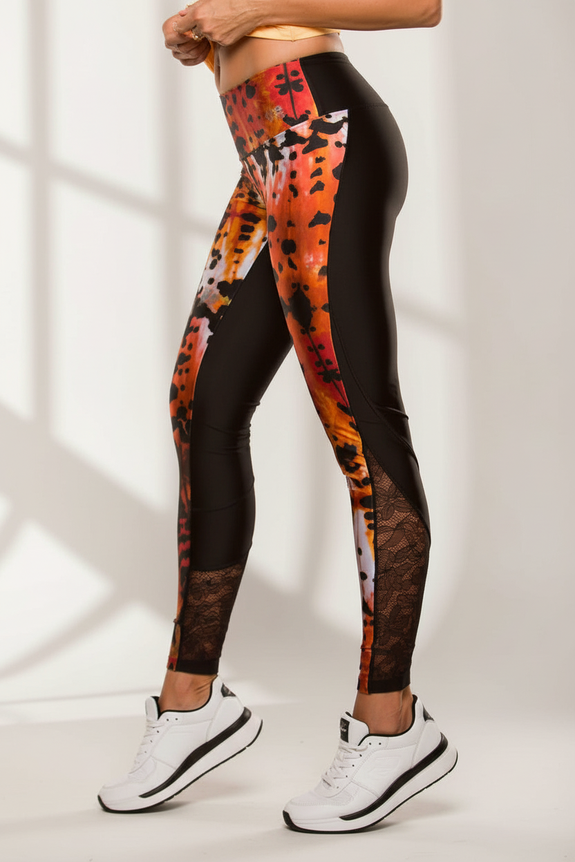Alto Giro Lacy Art Leopard Legging