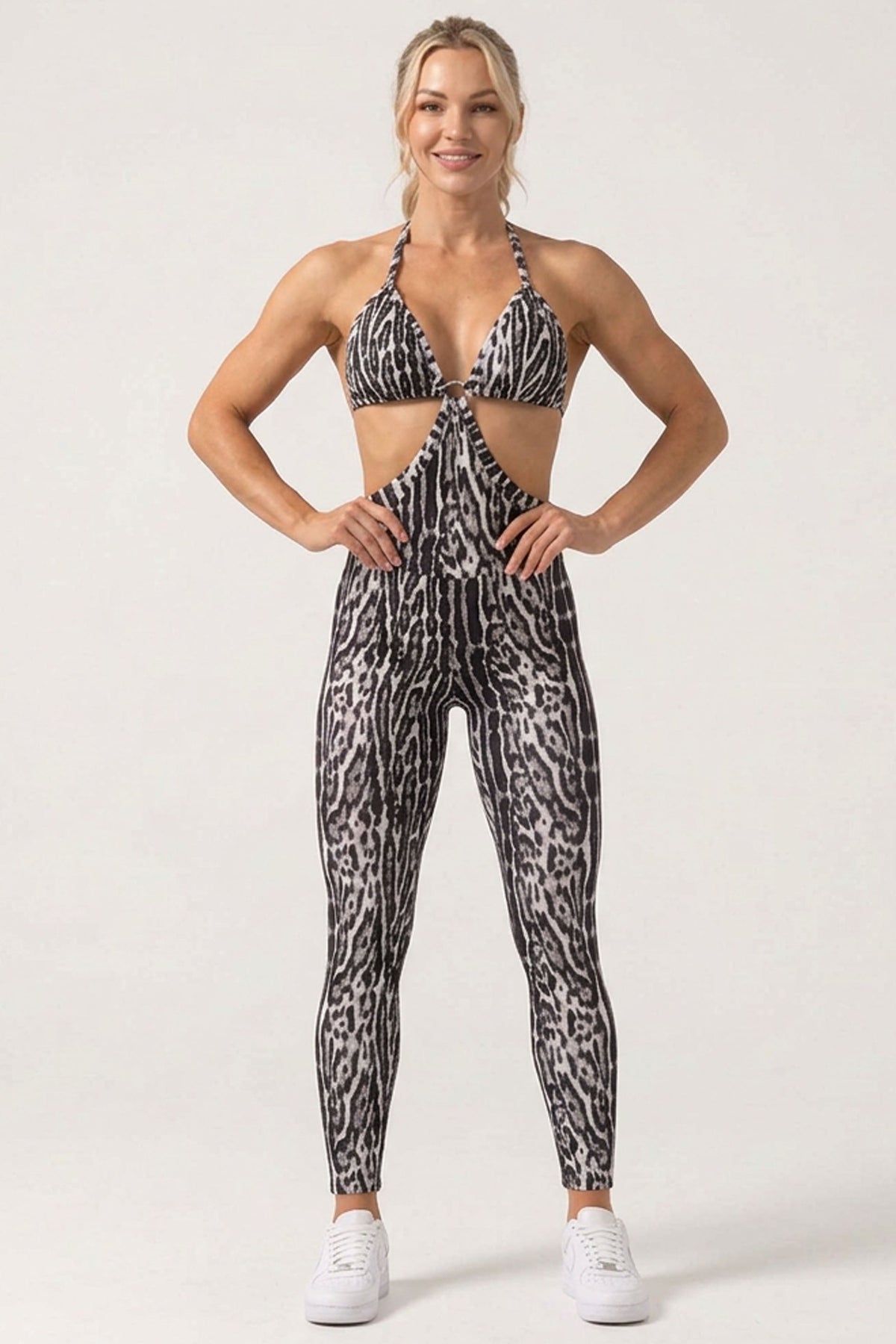 Body Brazil Silver Leopard  Scrunch Jumpsuit