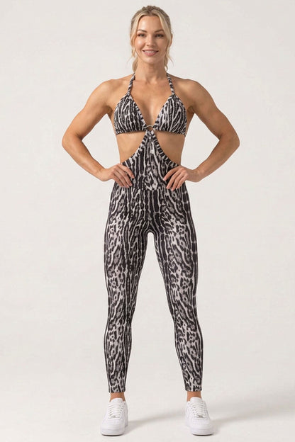 Body Brazil Silver Leopard  Scrunch Jumpsuit