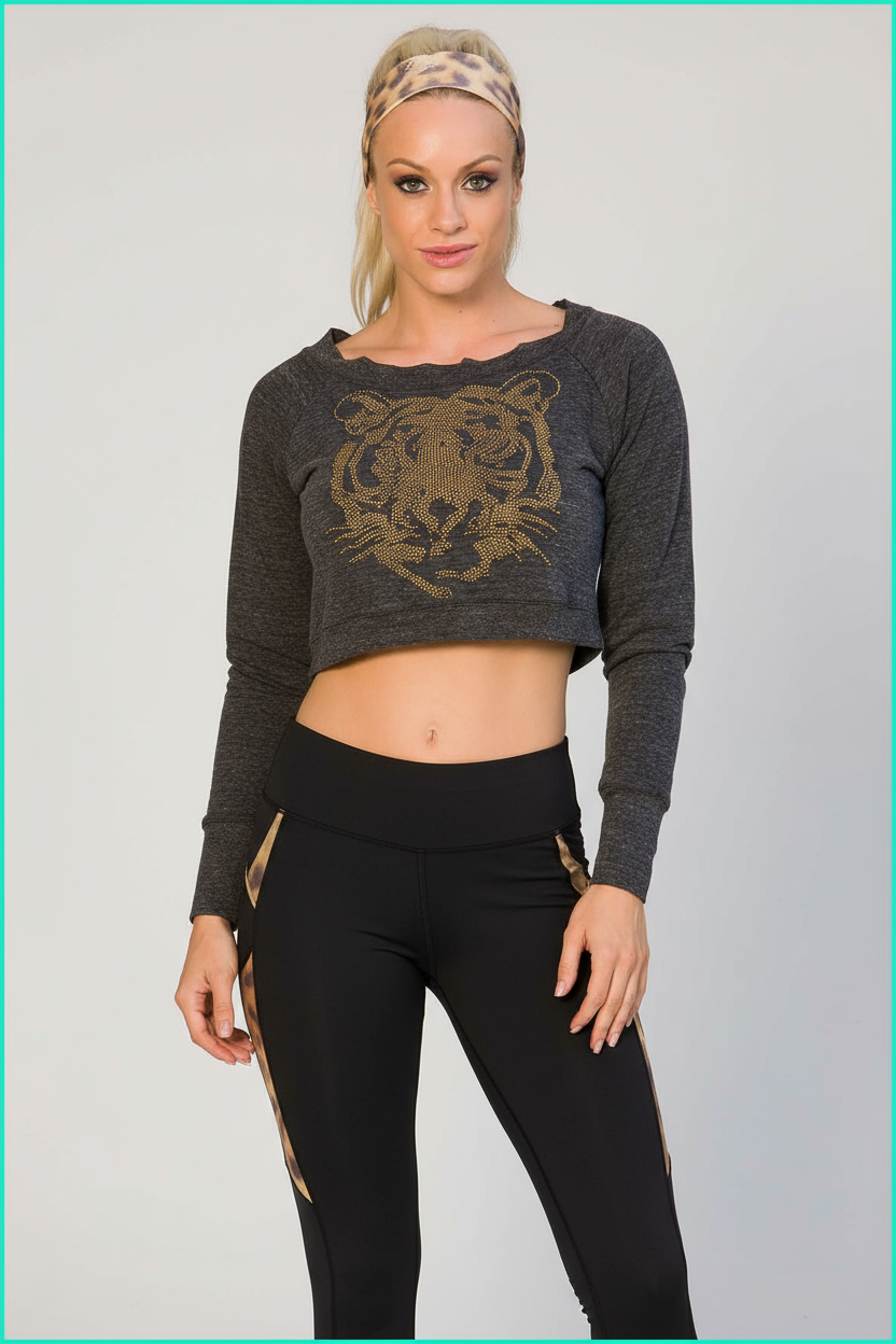 Alto Giro Studded Tiger Cropped Top